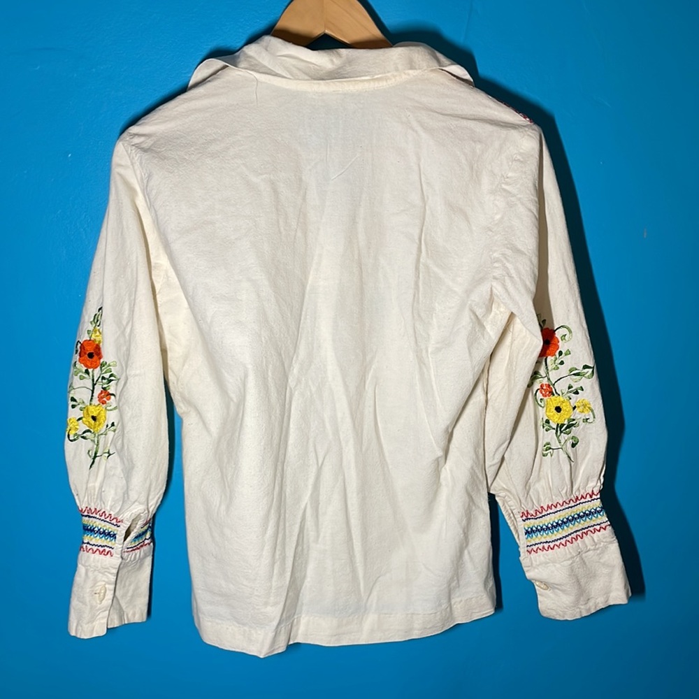 VINTAGE Gisela 1970s Mexican embroidered blouse medium Boho - Picture 4 of 7